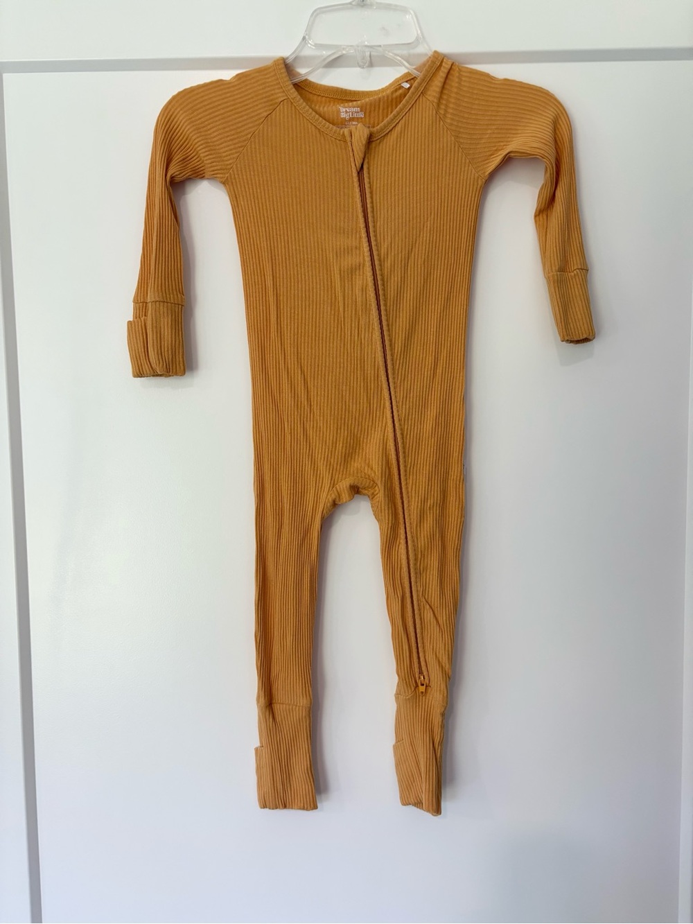 Dream Big Little Co DBL Yellow Solid Ribbed Bamboo Zippy 6/12 months